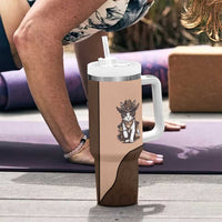 Cowcat Tumbler With Handle Cowboy Cat Meowdy Retro Western Yoke Brown - Wonder Print Shop