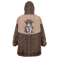 Cowcat Wearable Blanket Hoodie Cowboy Cat Meowdy Retro Western Yoke Brown - Wonder Print Shop