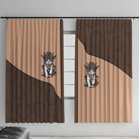 Cowcat Window Curtain Cowboy Cat Meowdy Retro Western Yoke Brown - Wonder Print Shop