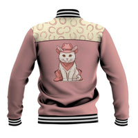Cowcat Baseball Jacket Cowboy Cat Meowdy Retro Western Yoke Pink - Wonder Print Shop