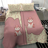 Cowcat Bedding Set Cowboy Cat Meowdy Retro Western Yoke Pink - Wonder Print Shop
