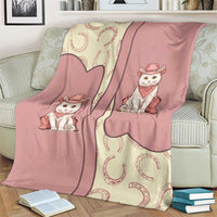 Cowcat Blanket Cowboy Cat Meowdy Retro Western Yoke Pink - Wonder Print Shop