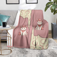 Cowcat Blanket Cowboy Cat Meowdy Retro Western Yoke Pink - Wonder Print Shop