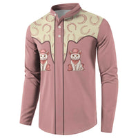 Cowcat Button Sweatshirt Cowboy Cat Meowdy Retro Western Yoke Pink - Wonder Print Shop