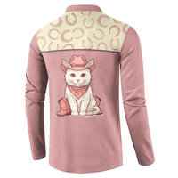 Cowcat Button Sweatshirt Cowboy Cat Meowdy Retro Western Yoke Pink - Wonder Print Shop