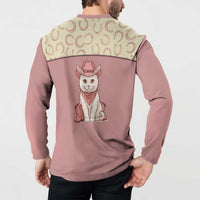 Cowcat Button Sweatshirt Cowboy Cat Meowdy Retro Western Yoke Pink - Wonder Print Shop