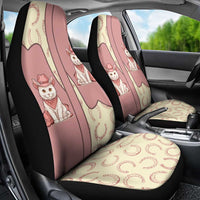 Cowcat Car Seat Cover Cowboy Cat Meowdy Retro Western Yoke Pink - Wonder Print Shop