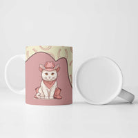 Cowcat Ceramic Mug Cowboy Cat Meowdy Retro Western Yoke Pink - Wonder Print Shop