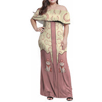 Cowcat Family Matching Off Shoulder Maxi Dress and Hawaiian Shirt Cowboy Cat Meowdy Retro Western Yoke Pink - Wonder Print Shop