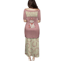 Cowcat Family Matching Puletasi and Hawaiian Shirt Cowboy Cat Meowdy Retro Western Yoke Pink - Wonder Print Shop