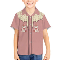 Cowcat Family Matching Summer Maxi Dress and Hawaiian Shirt Cowboy Cat Meowdy Retro Western Yoke Pink - Wonder Print Shop