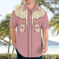 Cowcat Hawaiian Shirt Cowboy Cat Meowdy Retro Western Yoke Pink - Wonder Print Shop