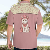 Cowcat Hawaiian Shirt Cowboy Cat Meowdy Retro Western Yoke Pink - Wonder Print Shop