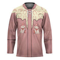 Cowcat Hockey Jersey Cowboy Cat Meowdy Retro Western Yoke Pink - Wonder Print Shop