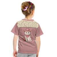 Cowcat Kid T Shirt Cowboy Cat Meowdy Retro Western Yoke Pink - Wonder Print Shop