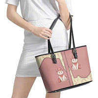 Cowcat Leather Tote Bag Cowboy Cat Meowdy Retro Western Yoke Pink - Wonder Print Shop