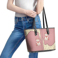 Cowcat Leather Tote Bag Cowboy Cat Meowdy Retro Western Yoke Pink - Wonder Print Shop