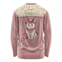 Cowcat Long Sleeve Shirt Cowboy Cat Meowdy Retro Western Yoke Pink - Wonder Print Shop