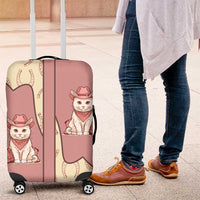 Cowcat Luggage Cover Cowboy Cat Meowdy Retro Western Yoke Pink - Wonder Print Shop