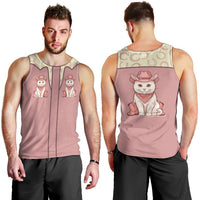 Cowcat Men Tank Top Cowboy Cat Meowdy Retro Western Yoke Pink - Wonder Print Shop