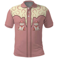 Cowcat Polo Shirt Cowboy Cat Meowdy Retro Western Yoke Pink - Wonder Print Shop