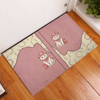 Cowcat Rubber Doormat Cowboy Cat Meowdy Retro Western Yoke Pink - Wonder Print Shop