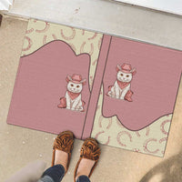 Cowcat Rubber Doormat Cowboy Cat Meowdy Retro Western Yoke Pink - Wonder Print Shop