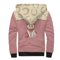 Cowcat Sherpa Hoodie Cowboy Cat Meowdy Retro Western Yoke Pink - Wonder Print Shop