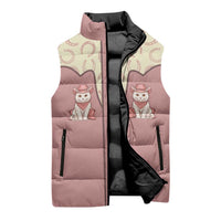 Cowcat Sleeveless Puffer Jacket Cowboy Cat Meowdy Retro Western Yoke Pink - Wonder Print Shop