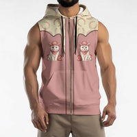 Cowcat Sleeveless Zip Hoodie Cowboy Cat Meowdy Retro Western Yoke Pink - Wonder Print Shop