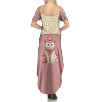 Cowcat Summer Maxi Dress Cowboy Cat Meowdy Retro Western Yoke Pink - Wonder Print Shop