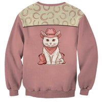 Cowcat Sweatshirt Cowboy Cat Meowdy Retro Western Yoke Pink - Wonder Print Shop