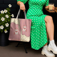 Cowcat Tote Bag Cowboy Cat Meowdy Retro Western Yoke Pink - Wonder Print Shop