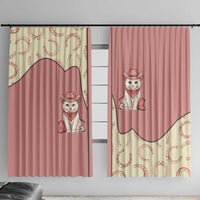 Cowcat Window Curtain Cowboy Cat Meowdy Retro Western Yoke Pink - Wonder Print Shop