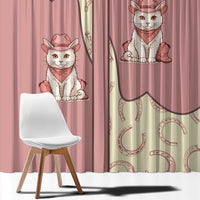Cowcat Window Curtain Cowboy Cat Meowdy Retro Western Yoke Pink - Wonder Print Shop