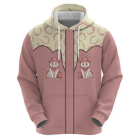 Cowcat Zip Hoodie Cowboy Cat Meowdy Retro Western Yoke Pink - Wonder Print Shop