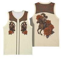 Cowgirl Basketball Jersey Rose Retro Western Yoke - Wonder Print Shop