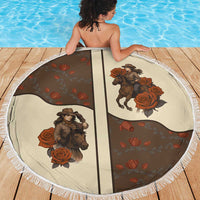 Cowgirl Beach Blanket Rose Retro Western Yoke - Wonder Print Shop