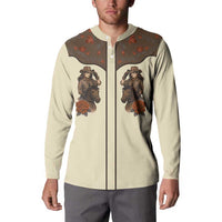 Cowgirl Button Sweatshirt Rose Retro Western Yoke - Wonder Print Shop