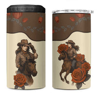 Cowgirl 4 in 1 Can Cooler Tumbler Rose Retro Western Yoke - Wonder Print Shop
