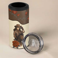 Cowgirl 4 in 1 Can Cooler Tumbler Rose Retro Western Yoke - Wonder Print Shop