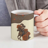Cowgirl Ceramic Mug Rose Retro Western Yoke - Wonder Print Shop