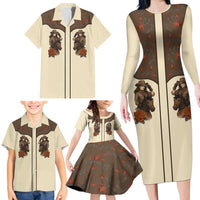 Cowgirl Family Matching Long Sleeve Bodycon Dress and Hawaiian Shirt Rose Retro Western Yoke - Wonder Print Shop