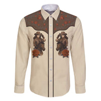 Cowgirl Family Matching Off The Shoulder Long Sleeve Dress and Hawaiian Shirt Rose Retro Western Yoke - Wonder Print Shop