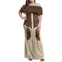 Cowgirl Family Matching Off Shoulder Maxi Dress and Hawaiian Shirt Rose Retro Western Yoke - Wonder Print Shop