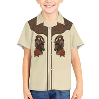 Cowgirl Family Matching Puletasi and Hawaiian Shirt Rose Retro Western Yoke - Wonder Print Shop