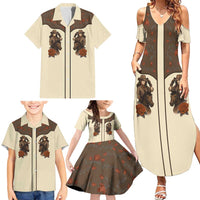 Cowgirl Family Matching Summer Maxi Dress and Hawaiian Shirt Rose Retro Western Yoke - Wonder Print Shop