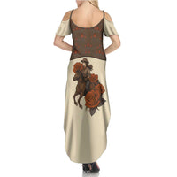 Cowgirl Family Matching Summer Maxi Dress and Hawaiian Shirt Rose Retro Western Yoke - Wonder Print Shop