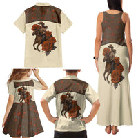 Cowgirl Family Matching Tank Maxi Dress and Hawaiian Shirt Rose Retro Western Yoke - Wonder Print Shop
