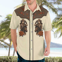 Cowgirl Hawaiian Shirt Rose Retro Western Yoke - Wonder Print Shop
